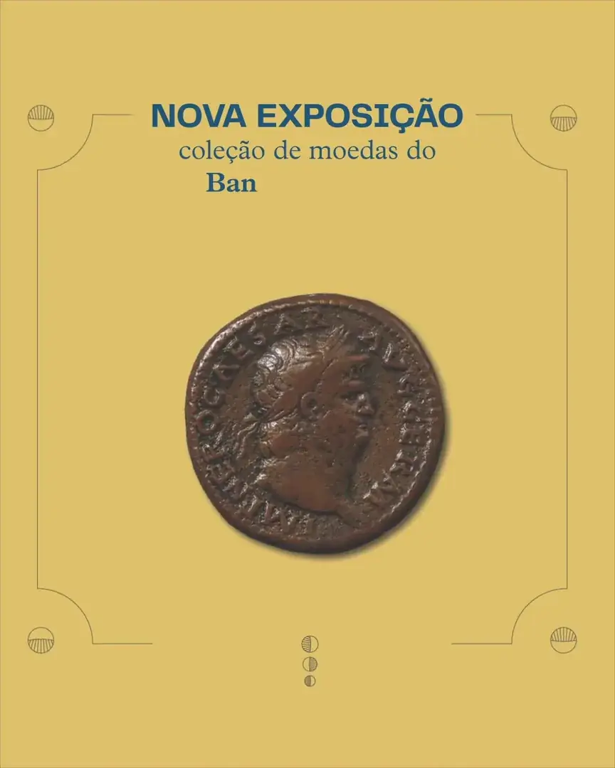 Cartela “nova exposição” com moeda antiga
