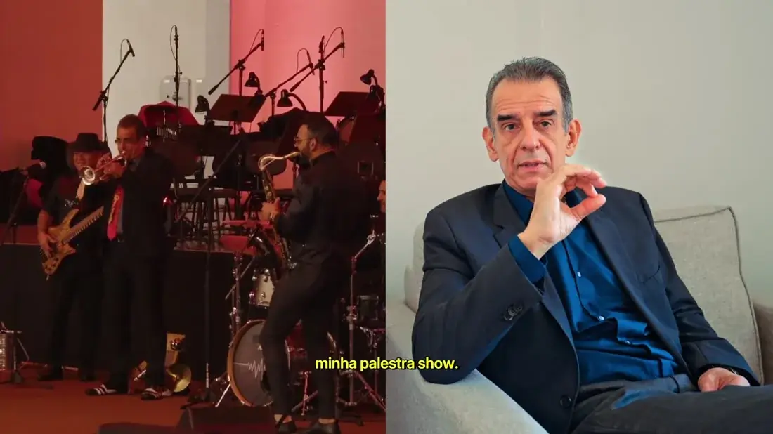 Marcelo Torres tocando com a banda no palco